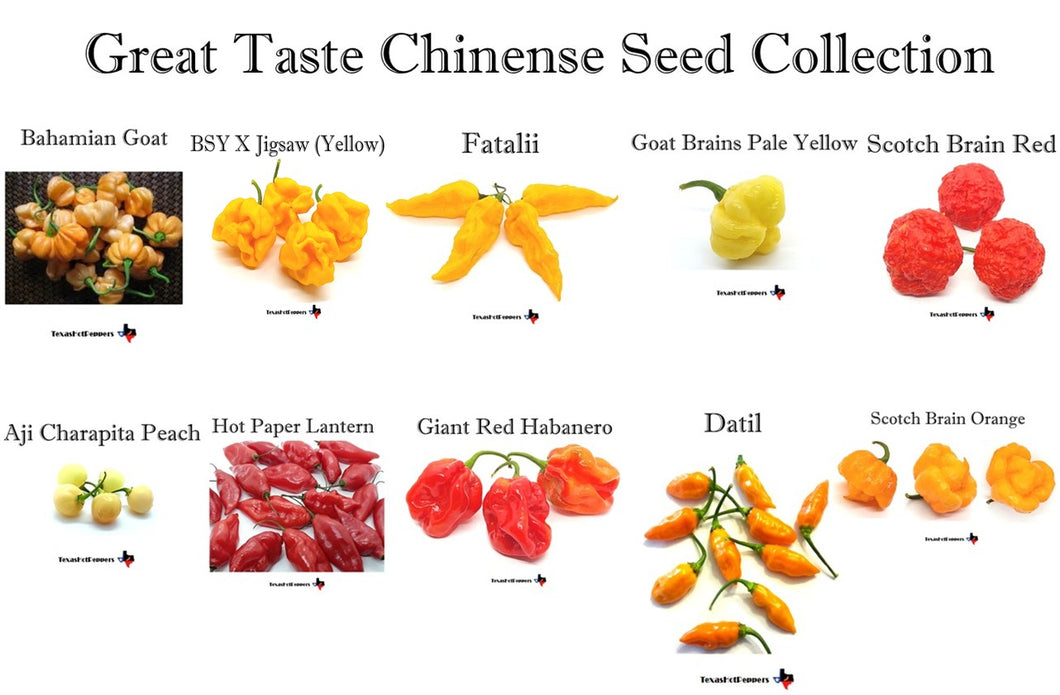 #1 Great Taste Chinense Pepper Seed Collection - 10 Different Varieties!