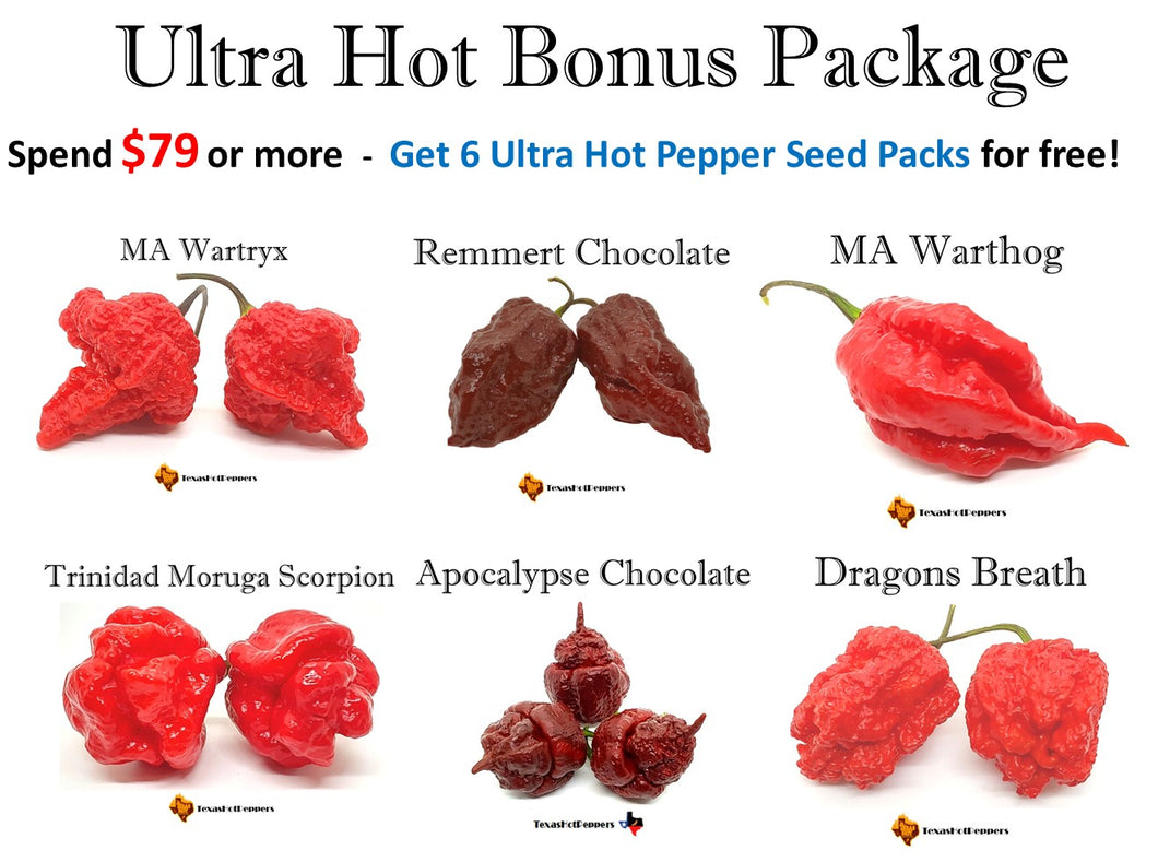 Ultra Hot Bonus Package - Spend $79 Get 6 Ultra Hot Pepper Seed Packs Free